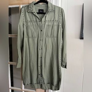 Rails Studded Green Denim Shirt Dress